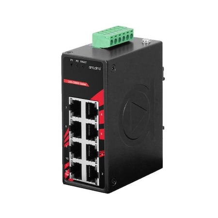 Antaira 8-Port Industrial Compact Gigabit Unmanaged Ethernet Switch, w/8*10/100/1000Tx LNX-C800G